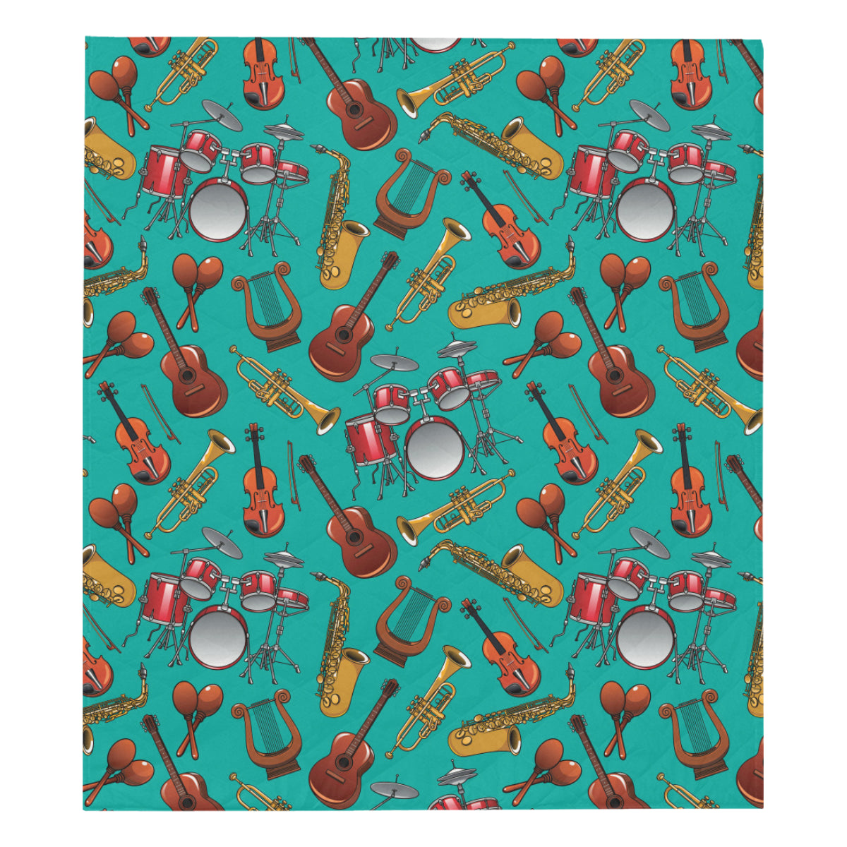 Drum Set Pattern Print Design 01 Premium Quilt