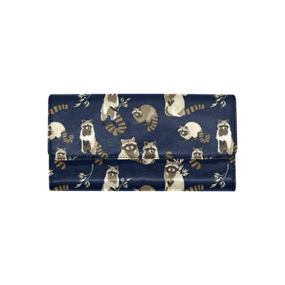 Raccoon Pattern Print Design A06 Women's Trifold Wallet