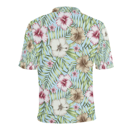 Tropical Flower Pattern Print Design TF05 Men Polo Shirt