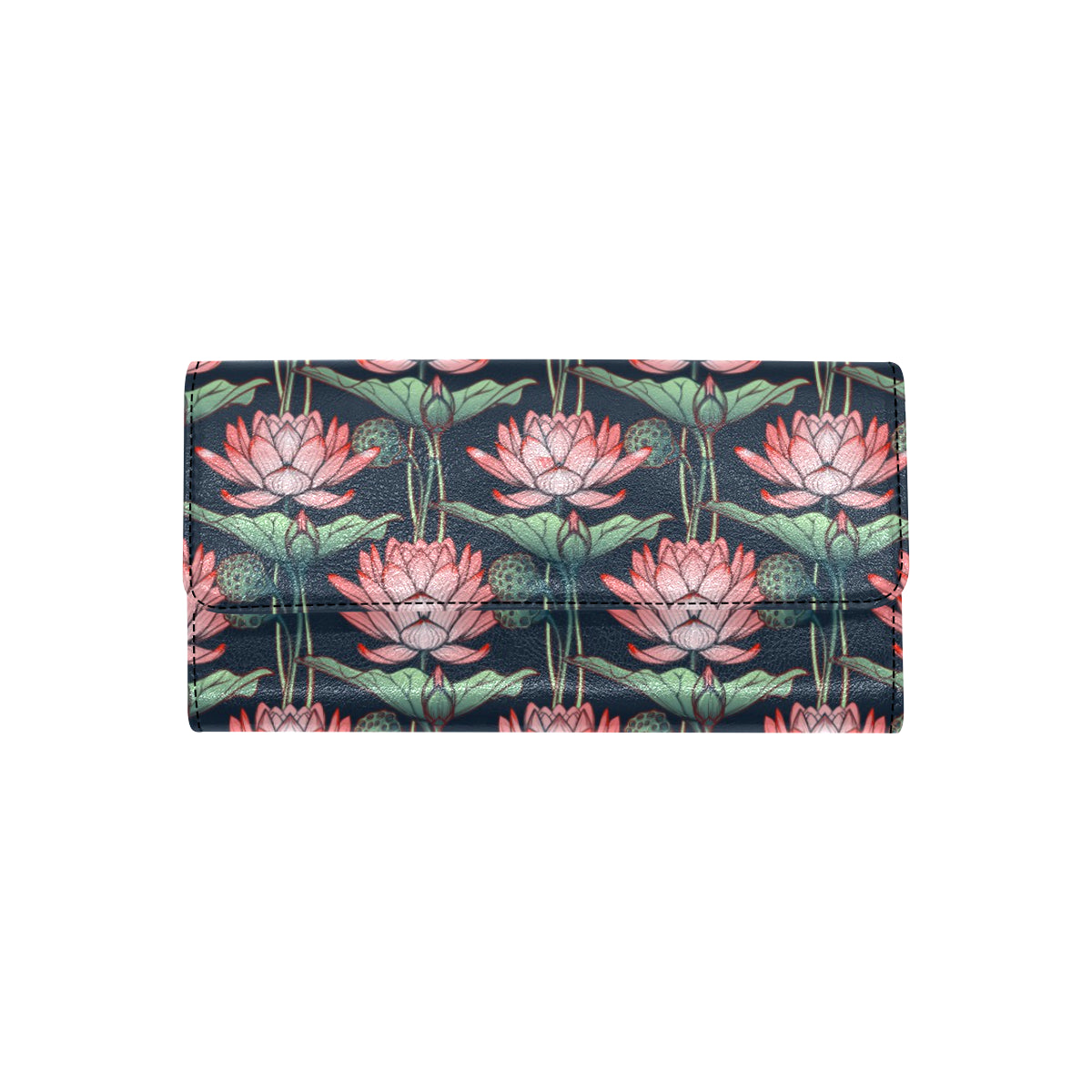 Water Lily Pattern Print Design WL03 Women's Trifold Wallet