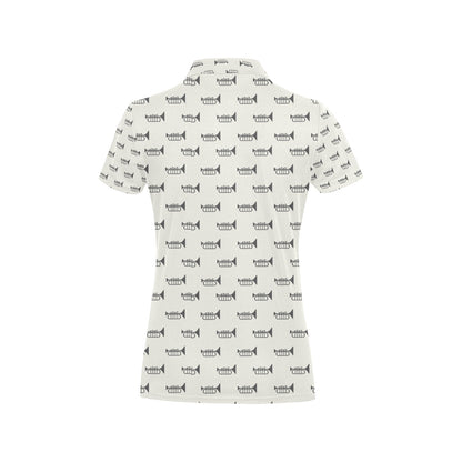 Trumpet Pattern Themed Print Women's Polo Shirt