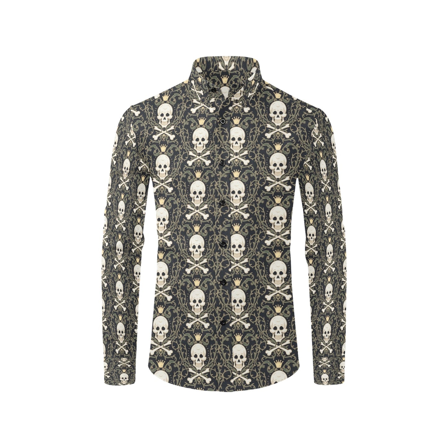 Skull King Print Design LKS307 Men's Long Sleeve Dress Shirt