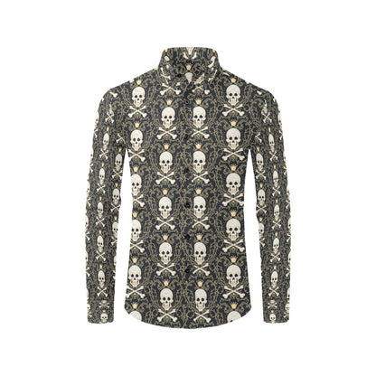 Skull King Print Design LKS307 Men's Long Sleeve Dress Shirt