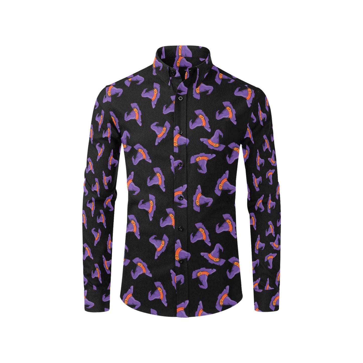 Witch Hat Print Design LKS304 Men's Long Sleeve Dress Shirt
