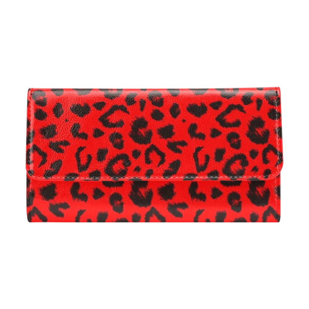 Leopard Red Skin Print Women's Trifold Wallet
