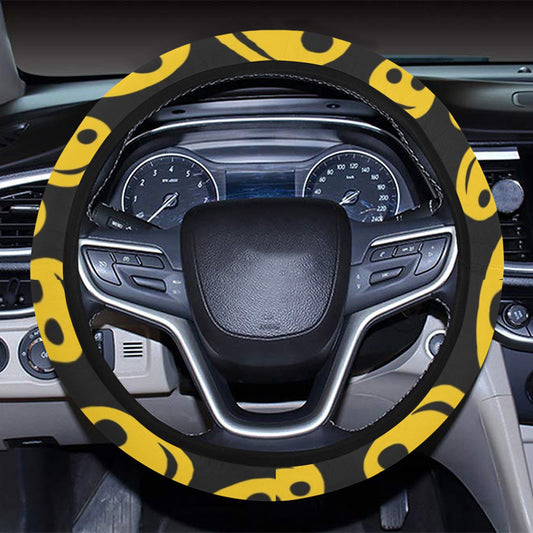 Smiley Face Emoji Print Design LKS304 Steering Wheel Cover with Elastic Edge