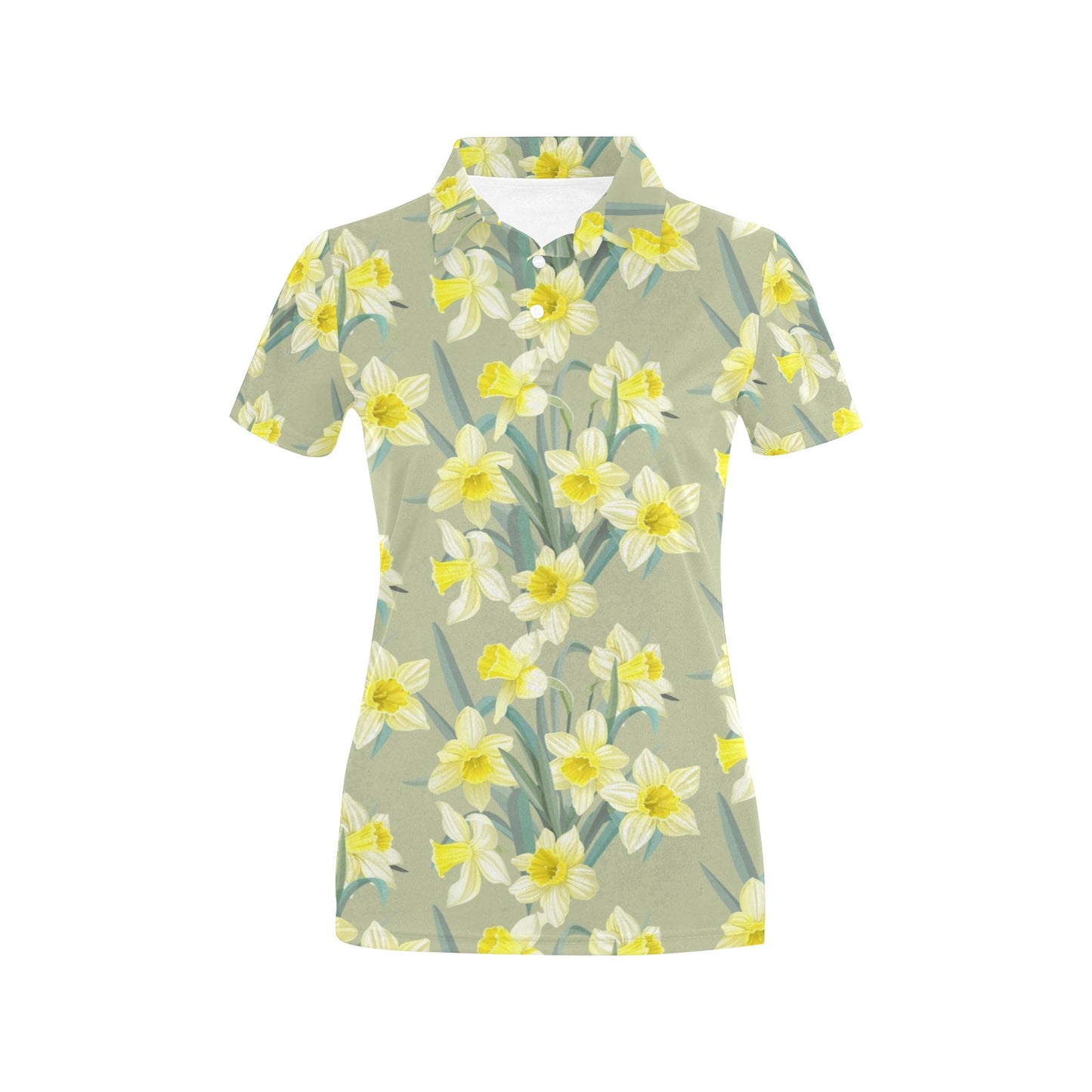 Daffodils Pattern Print Design DF01 Women's Polo Shirt