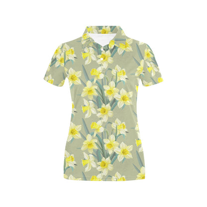 Daffodils Pattern Print Design DF01 Women's Polo Shirt