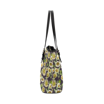 Daisy Vintage Print Pattern Leather Tote Bag