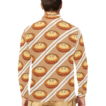 Pie Pattern Print Design A02 Long Sleeve Polo Shirt For Men's