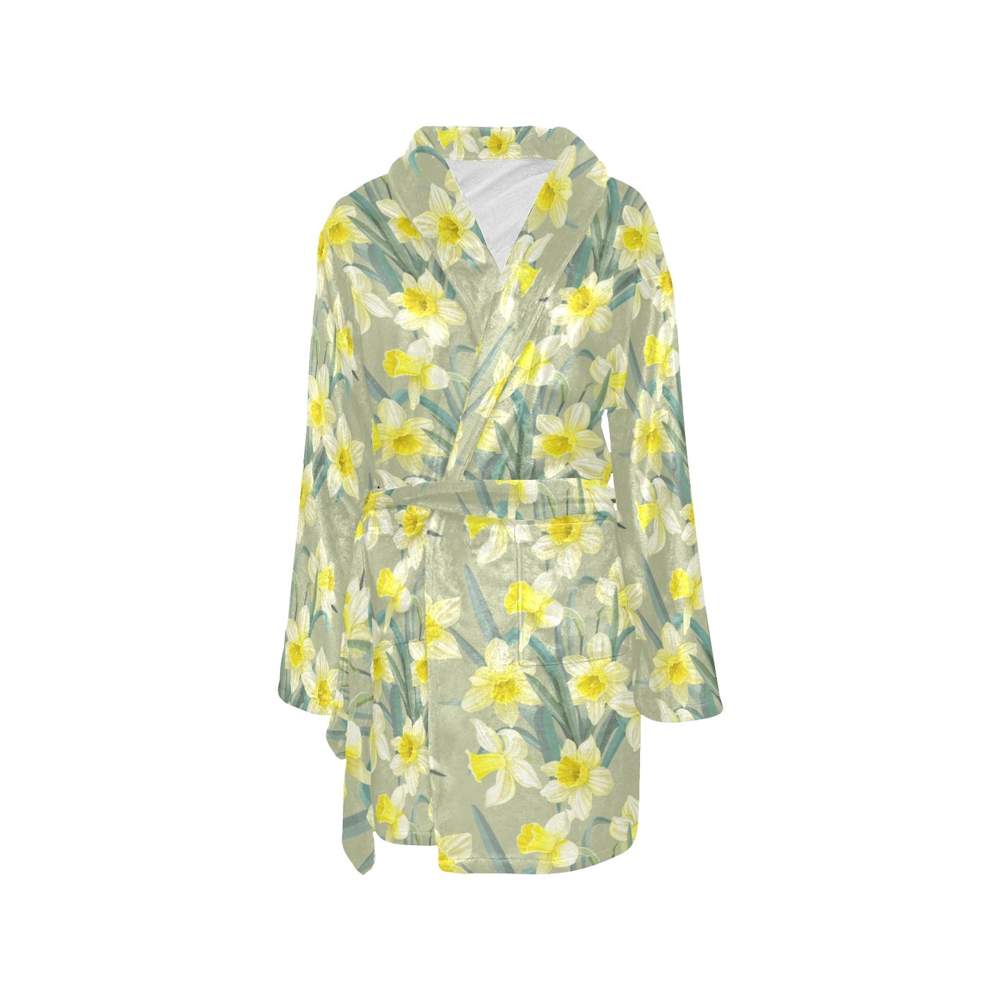 Daffodils Pattern Print Design DF01 Women's Fleece Robe