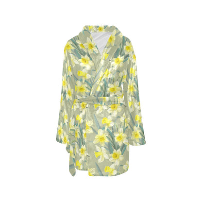 Daffodils Pattern Print Design DF01 Women's Fleece Robe