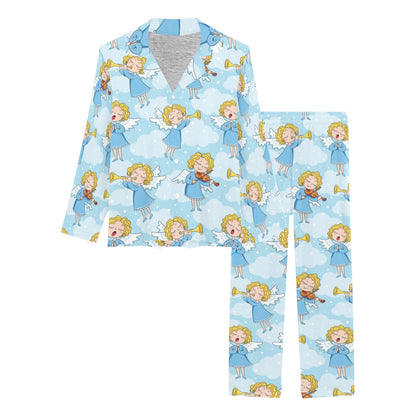 Angel Musician Pattern Print Design 09 Women's Long Pajama Set