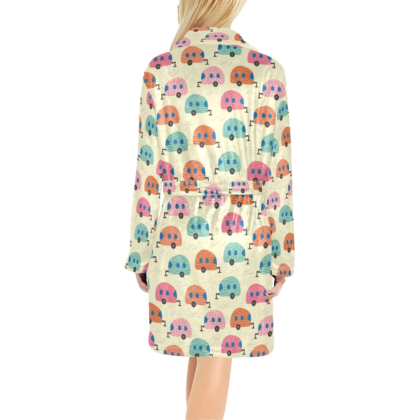 Camper Pattern Print Design 06 Women's Fleece Robe