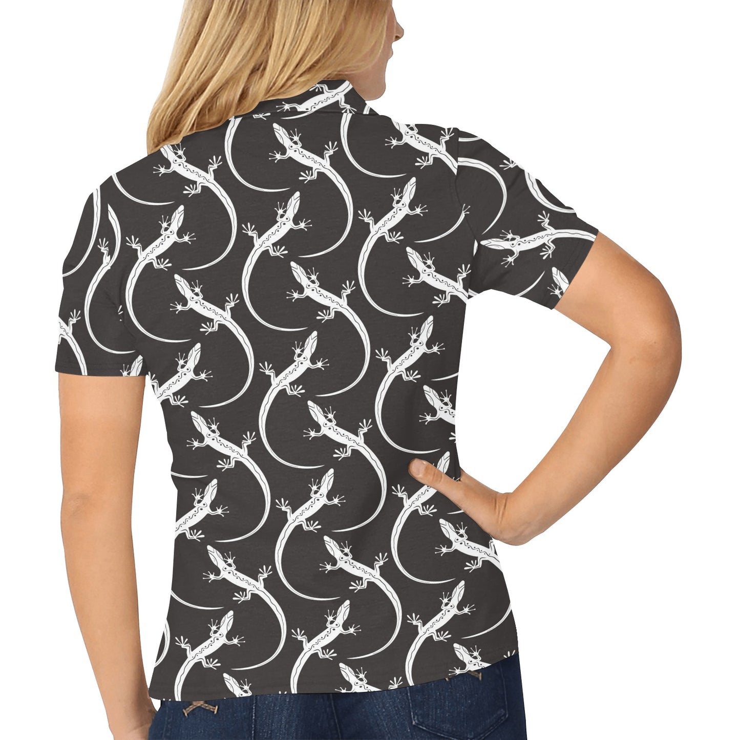 lizard Pattern Print Design 01 Women's Polo Shirt