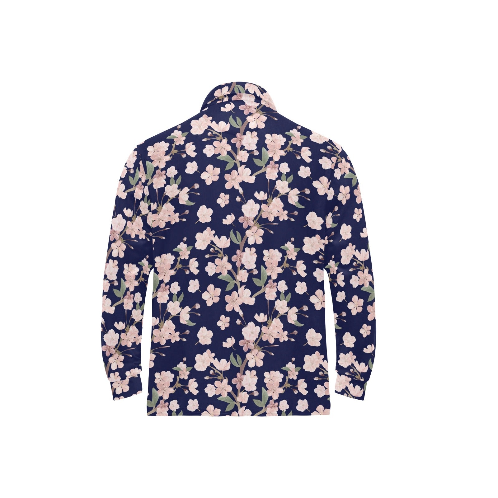 Sakura Print Design LKS301 Long Sleeve Polo Shirt For Men's
