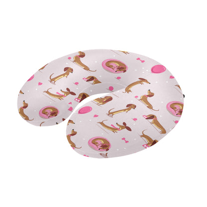 Dachshund Pattern Print Design 10 U-Shaped Travel Neck Pillow