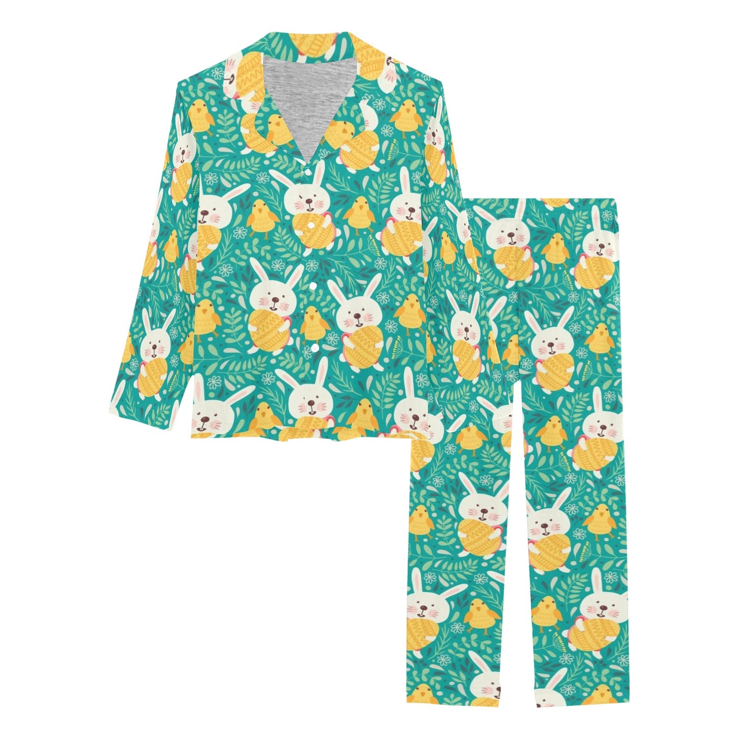 Easter Eggs Pattern Print Design RB02 Women's Long Pajama Set