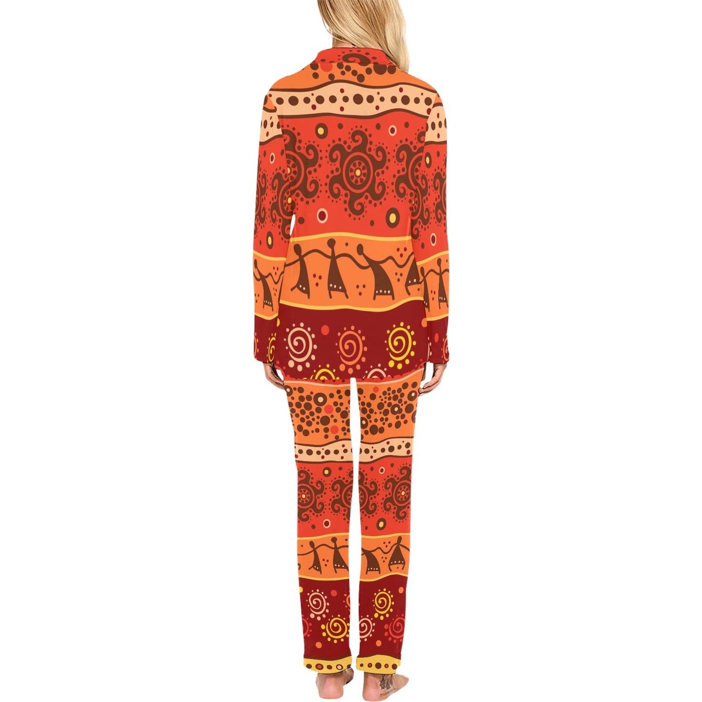 African Pattern Print Design 04 Women's Long Pajama Set