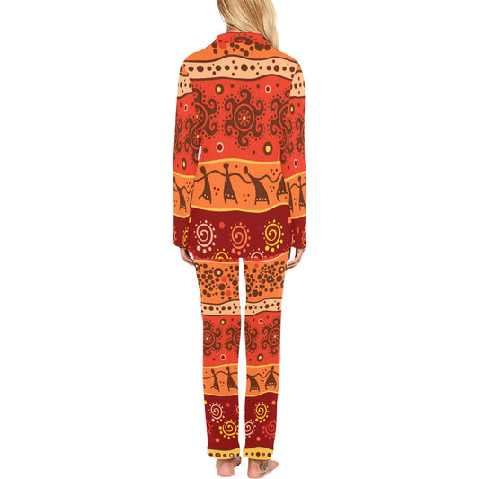 African Pattern Print Design 04 Women's Long Pajama Set