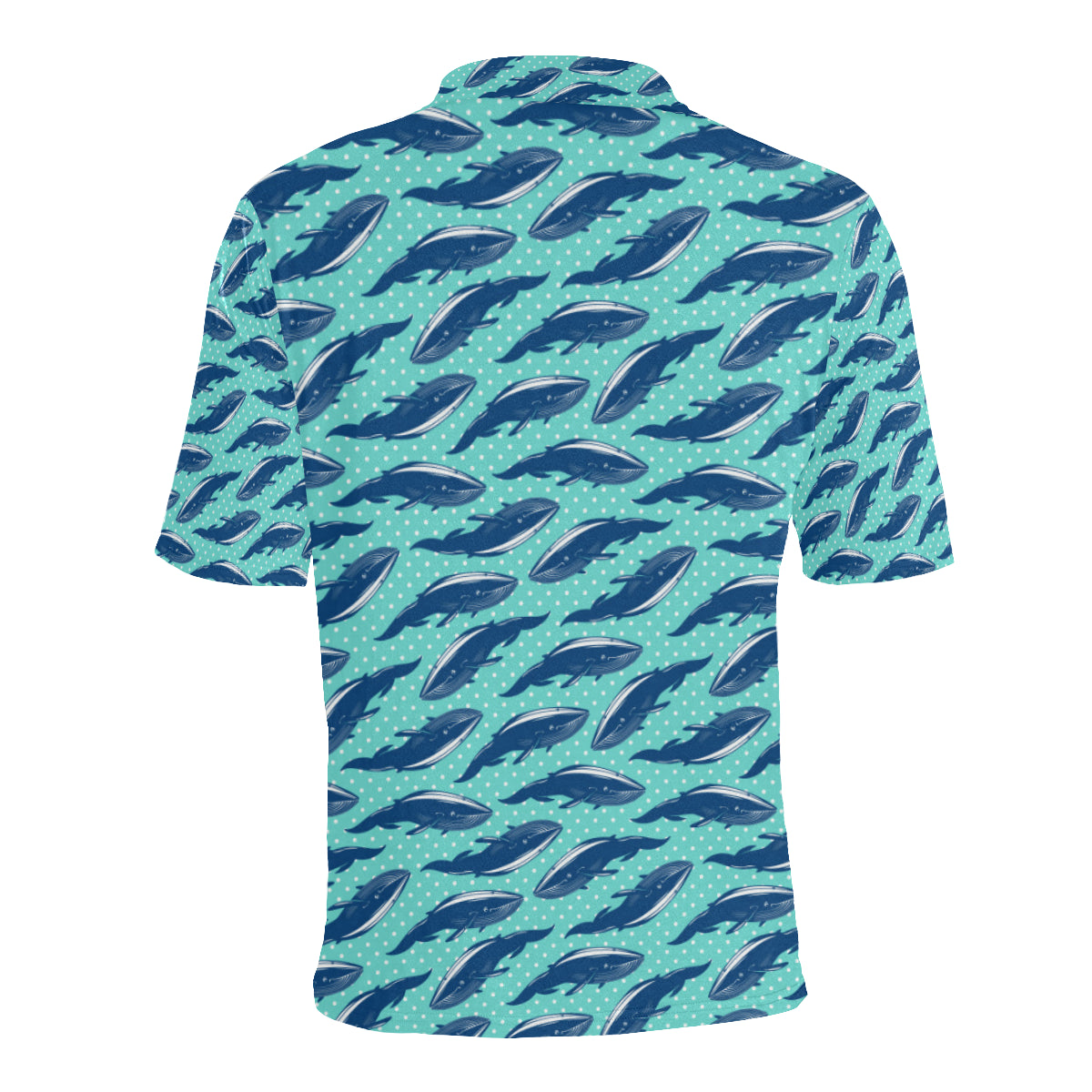 Whale Polka Dot Design Themed Print Men Polo Shirt