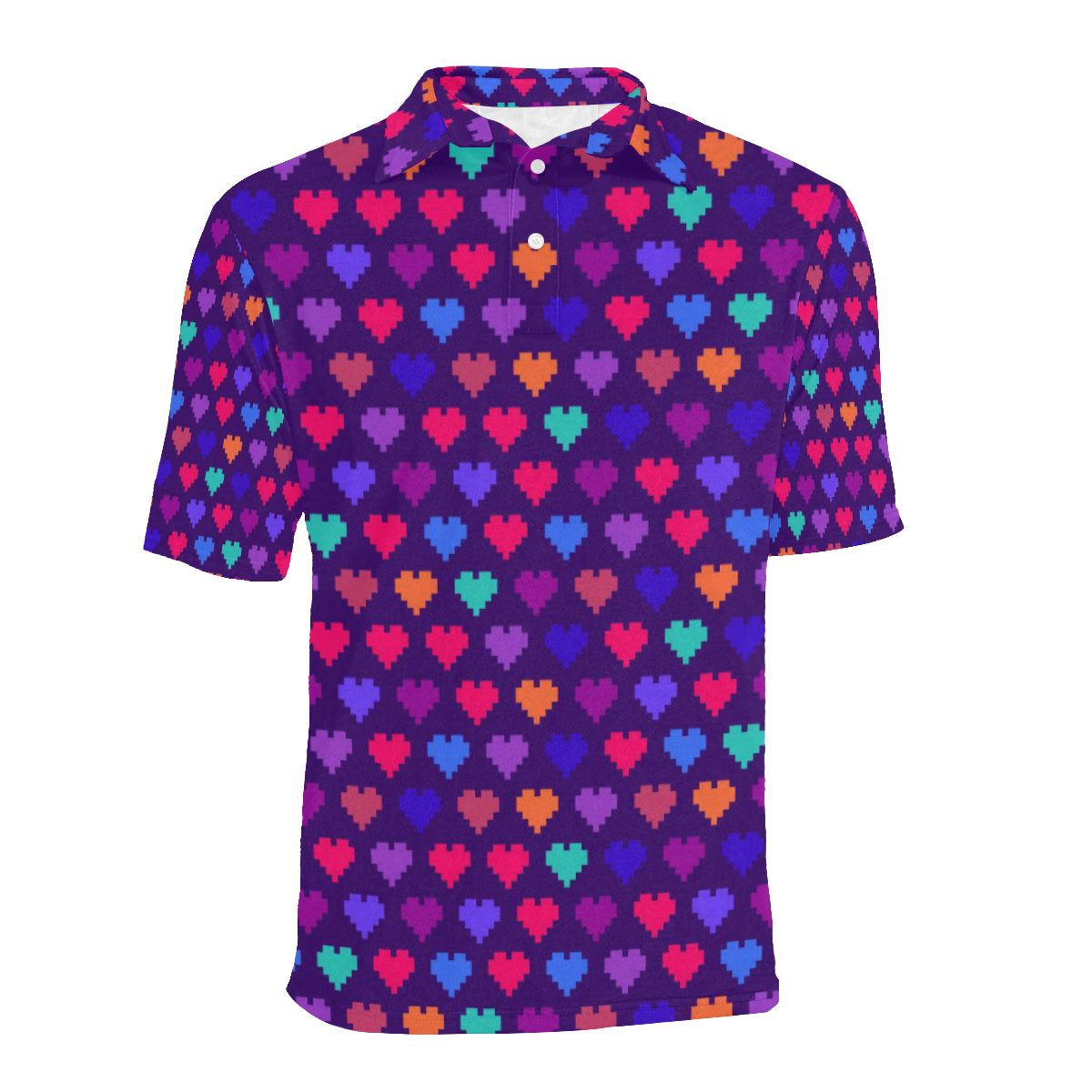Heart Pixel Pattern Print Design HE03 Men Polo Shirt