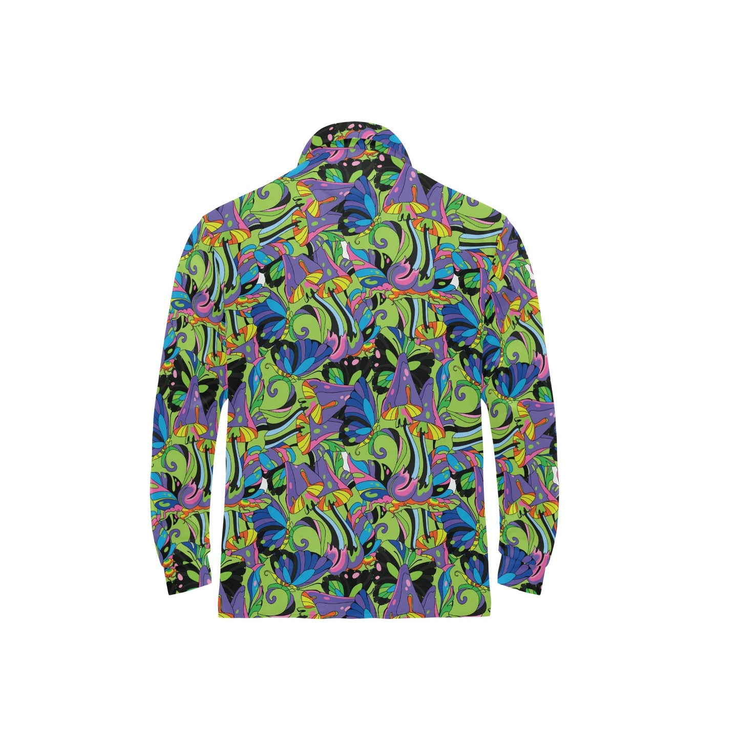 Psychedelic Trippy Mushroom Themed Long Sleeve Polo Shirt For Men's