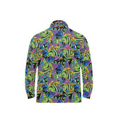 Psychedelic Trippy Mushroom Themed Long Sleeve Polo Shirt For Men's