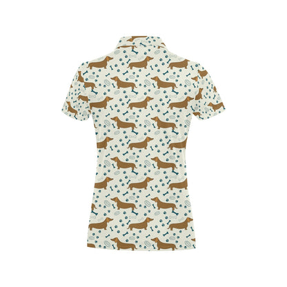 Dachshund Pattern Print Design 01 Women's Polo Shirt