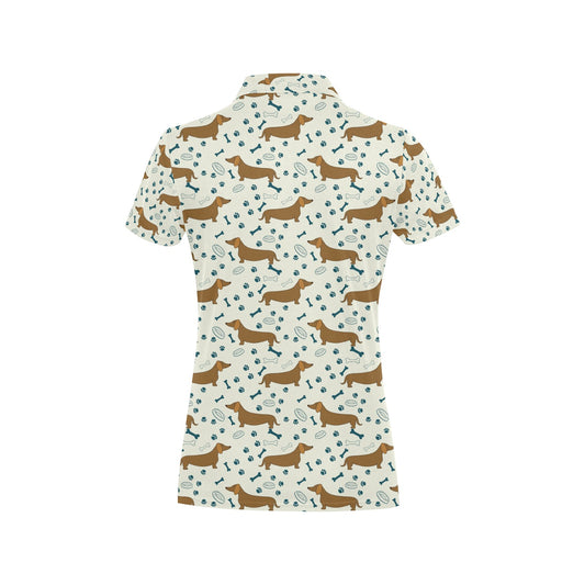 Dachshund Pattern Print Design 01 Women's Polo Shirt