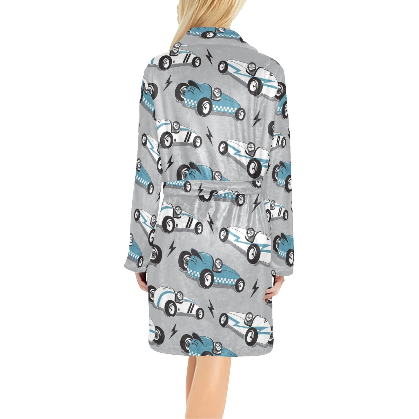 Racing Vintage Pattern Print Design A02 Women's Fleece Robe
