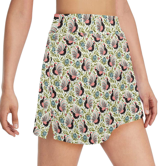 Rooster Print Design 17" Golf & Pickleball Skort with Pockets