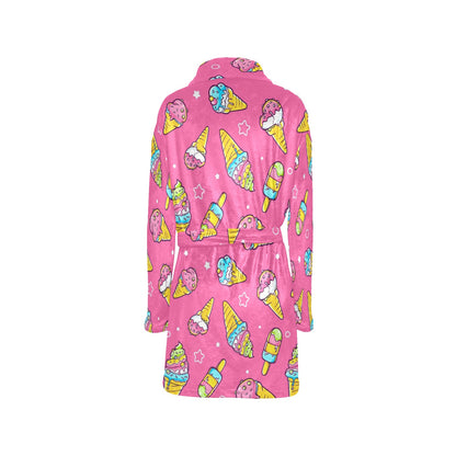 Ice Cream Pattern Print Design IC04 Women's Fleece Robe