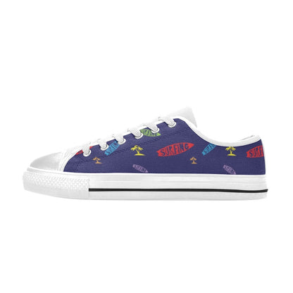 Surfboard Print Design LKS305 Women's White Low Top Shoes