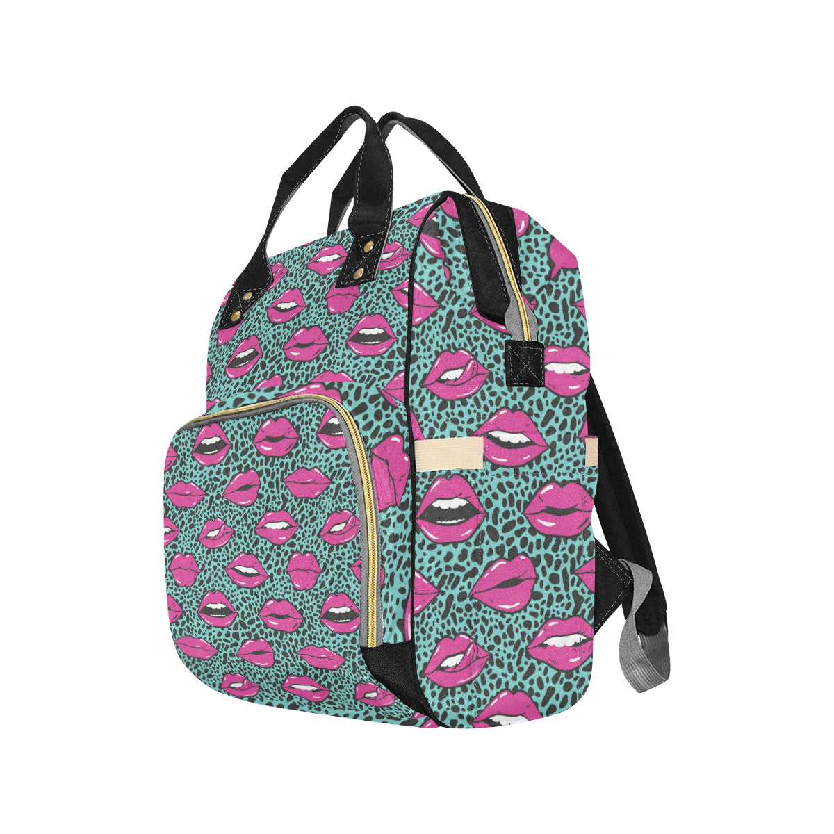 Lip Pattern Print Design 04 Diaper Bag Backpack