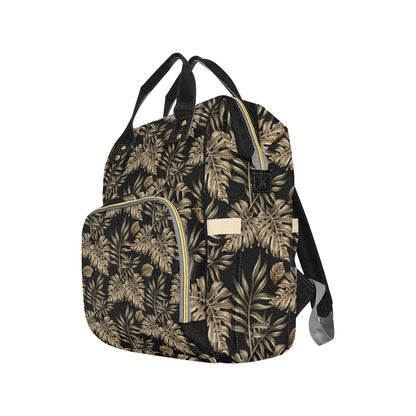 Brown Tropical Palm Leaves Diaper Bag Backpack