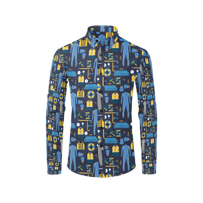 Scuba Equipment Print Design LKS305 Men's Long Sleeve Dress Shirt