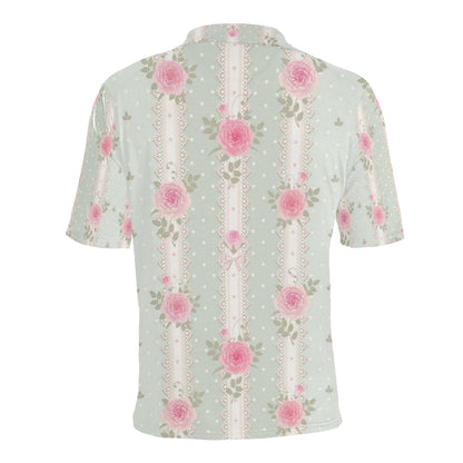 Rose Pattern Print Design RO016 Men Polo Shirt