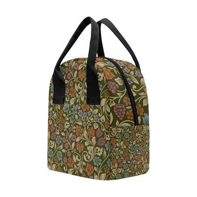 Floral Vintage Print Pattern Insulated Lunch Bag