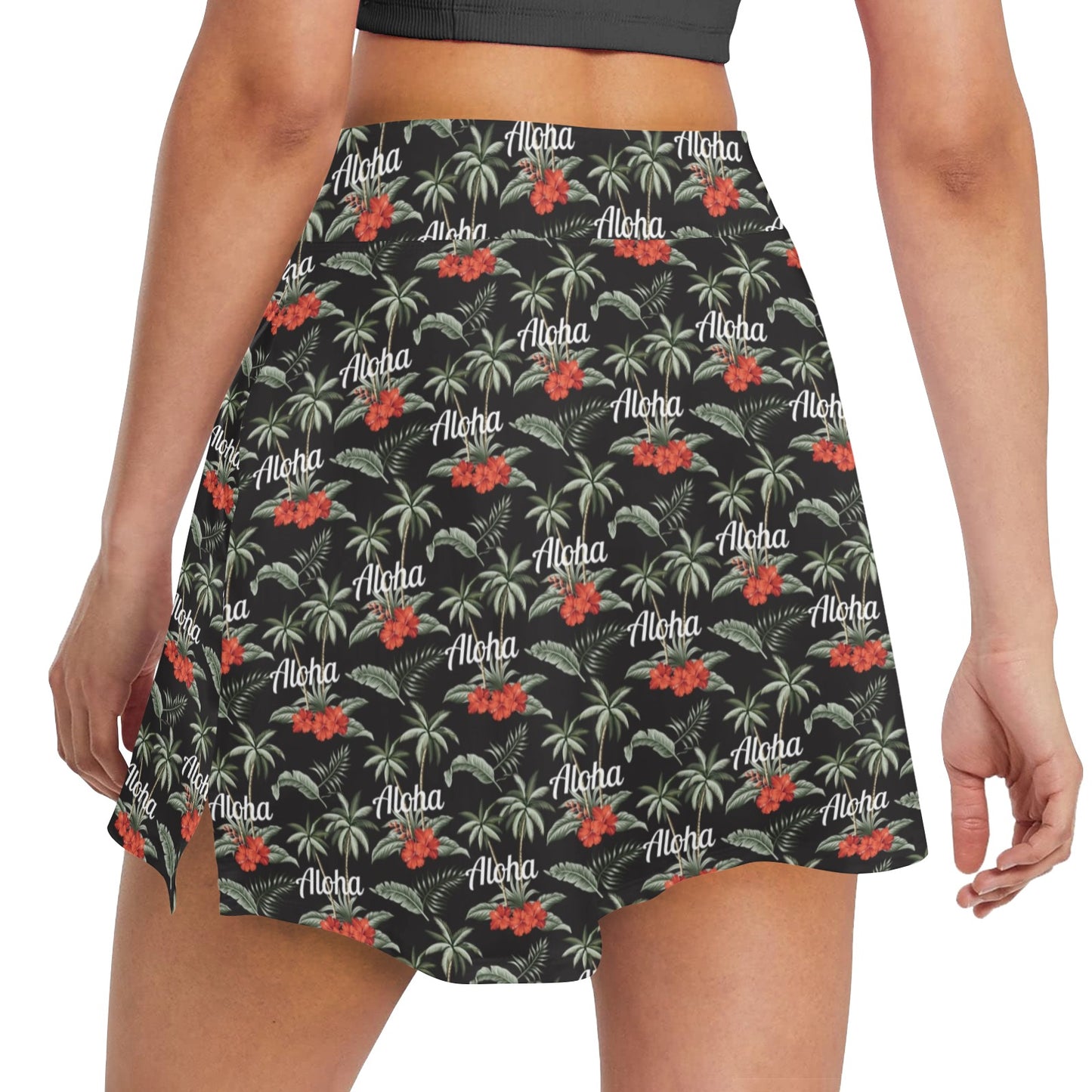Aloha Palm Tree Design Themed Print 17" Golf & Pickleball Skort with Pockets