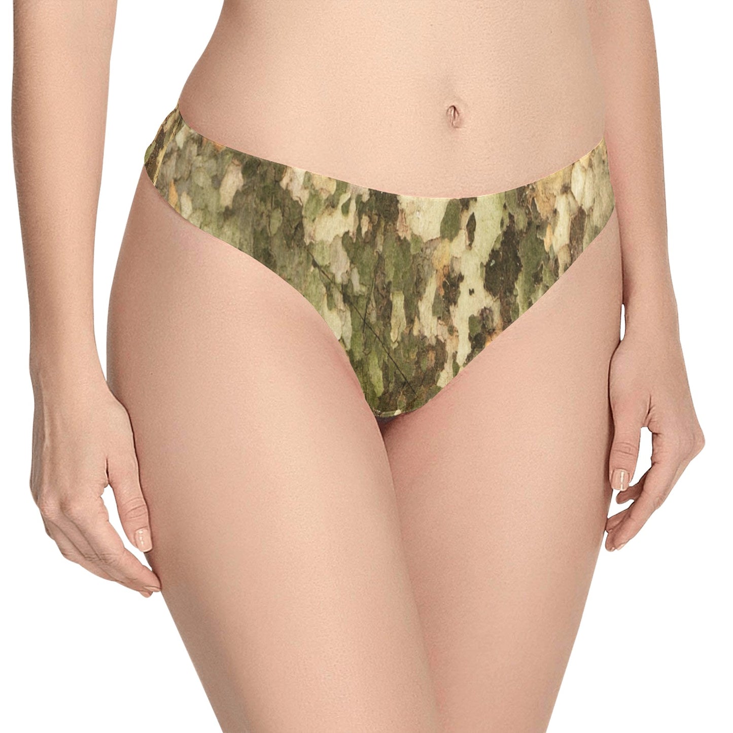 Camo Realistic Tree Texture Print Women's Thongs