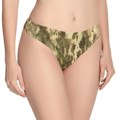 Camo Realistic Tree Texture Print Women's Thongs
