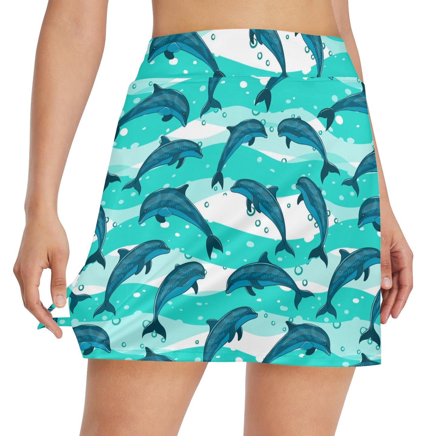 Dolphin Design Print Pattern 17" Golf & Pickleball Skort with Pockets