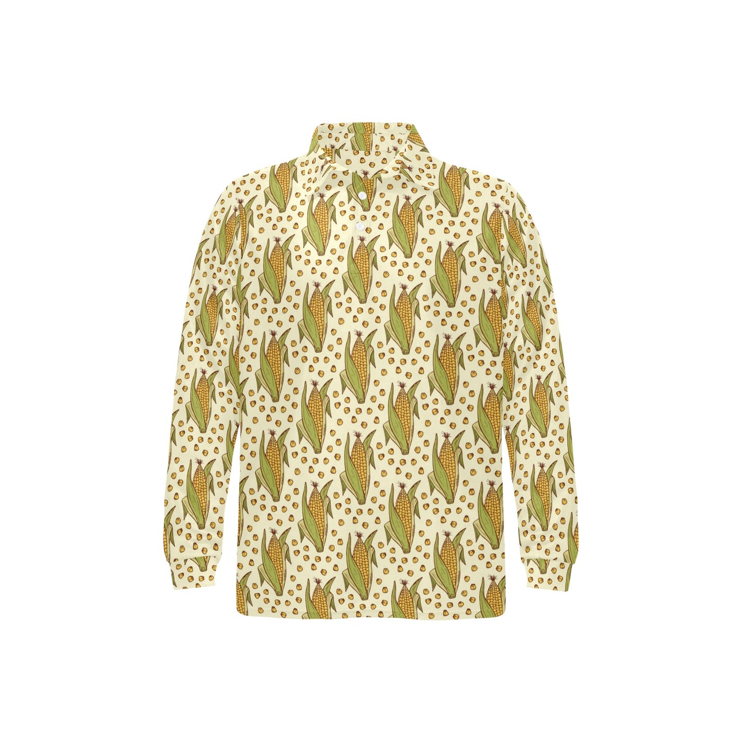 Corn Pattern Print Design 01 Long Sleeve Polo Shirt For Men's