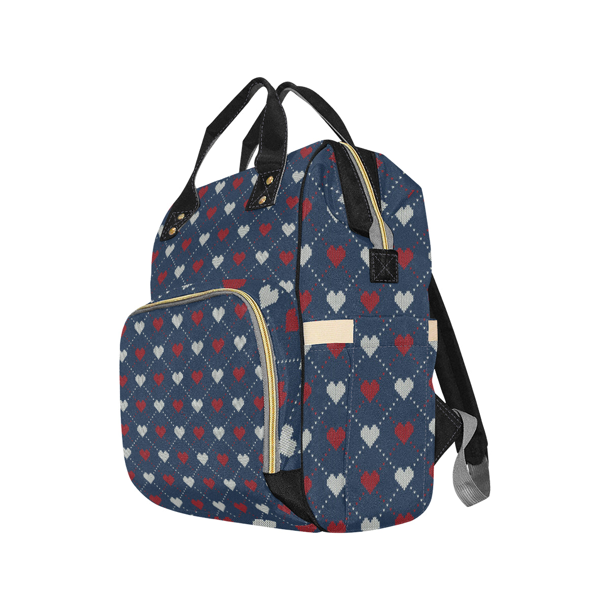 Heart Knit Pattern Print Design HE05 Diaper Bag Backpack