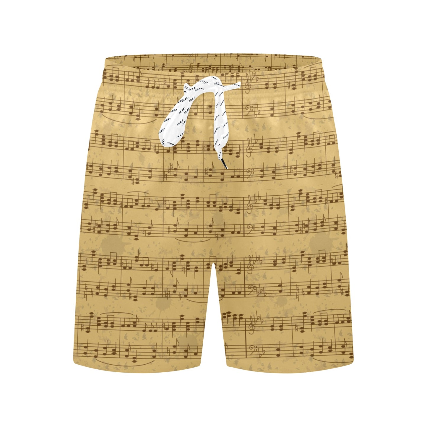 Music Note Vintage Themed Print Men's Swim Trunks Beach Shorts