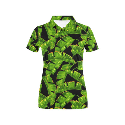 Banana Leaf Pattern Print Design BL06 Women's Polo Shirt