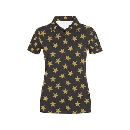 Star Gold Print Design LKS302 Women's Polo Shirt