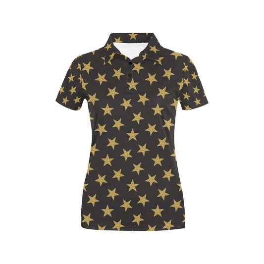 Star Gold Print Design LKS302 Women's Polo Shirt