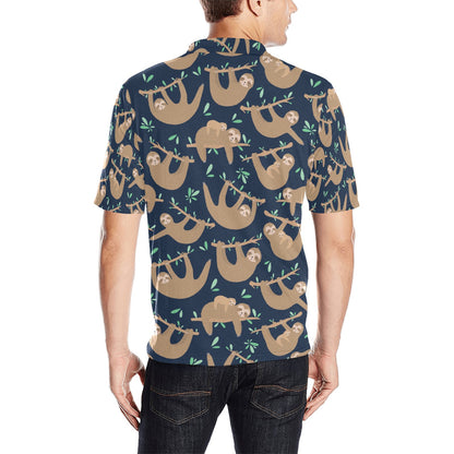 Sloth Print Design LKS307 Men Polo Shirt
